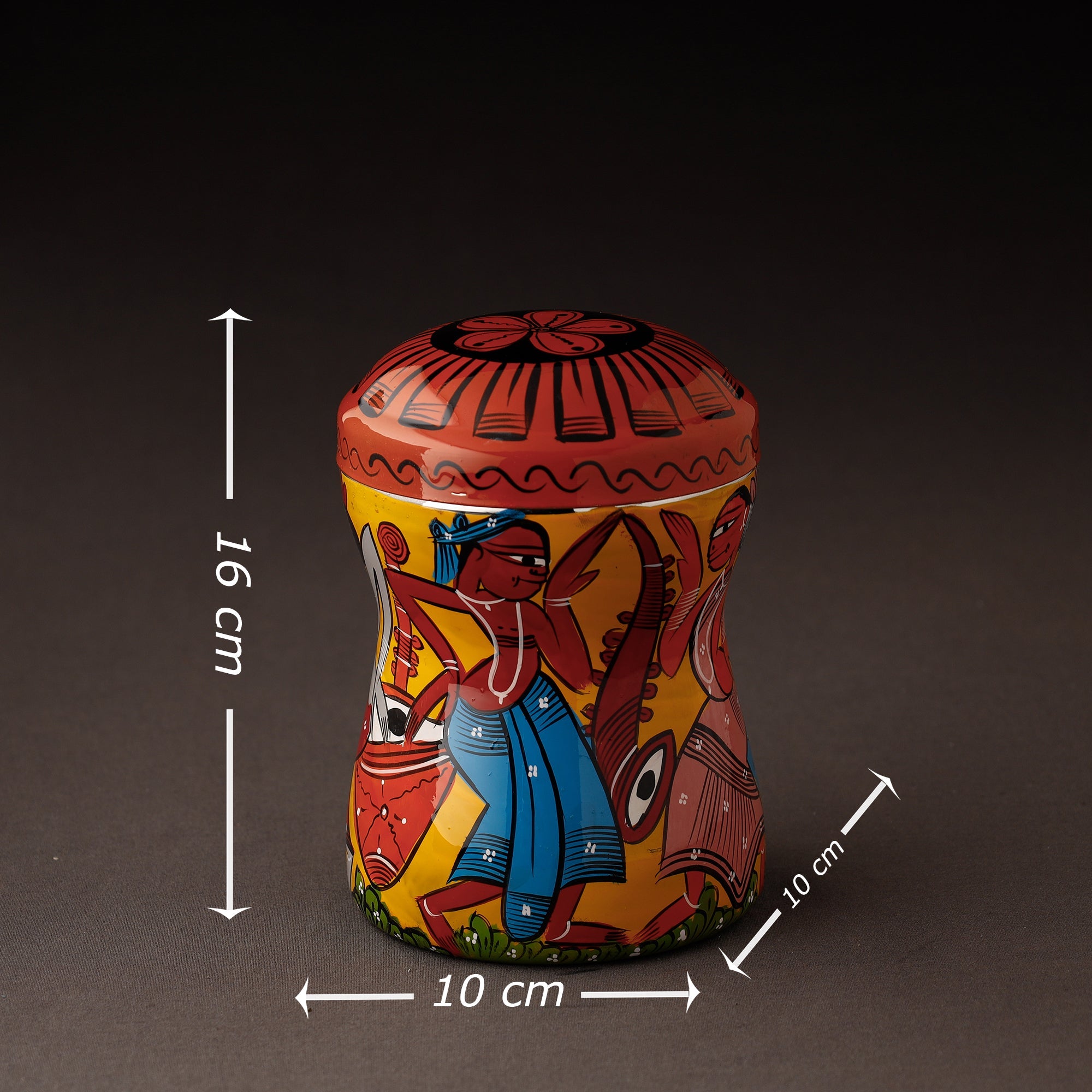 AAYAAS Bengal Patua Handpainted Stainless Steel Multi Utility Container - view 4