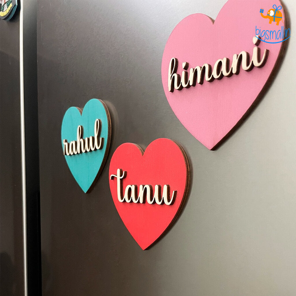 Chitra Chaya Personalized Heart Name Wooden Fridge Magnet - view 4