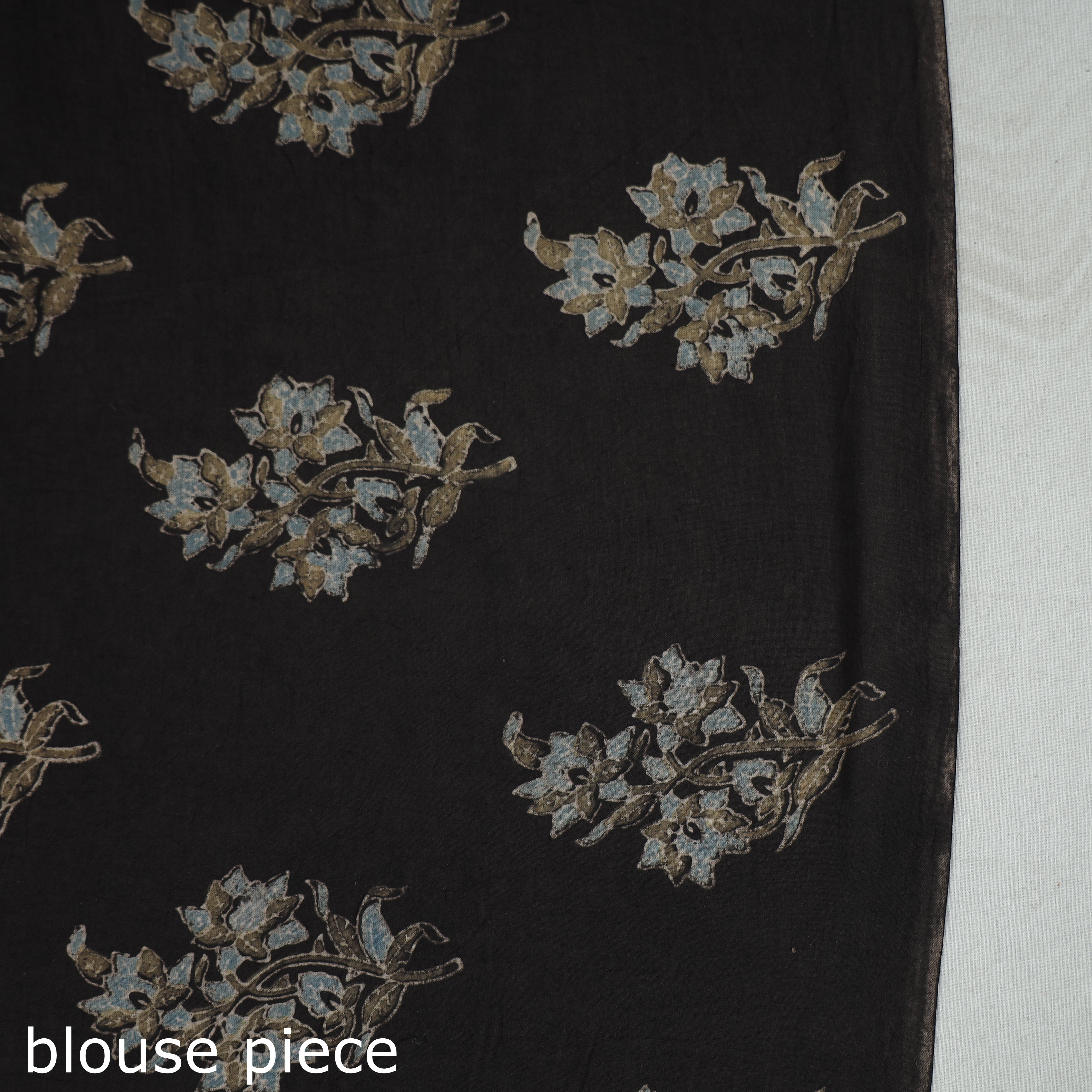 AJRAKH BY JABBAR KHATRI Brown - Natural Dyed Block Print Mul Cotton Ajrakh Saree 08 - view 7