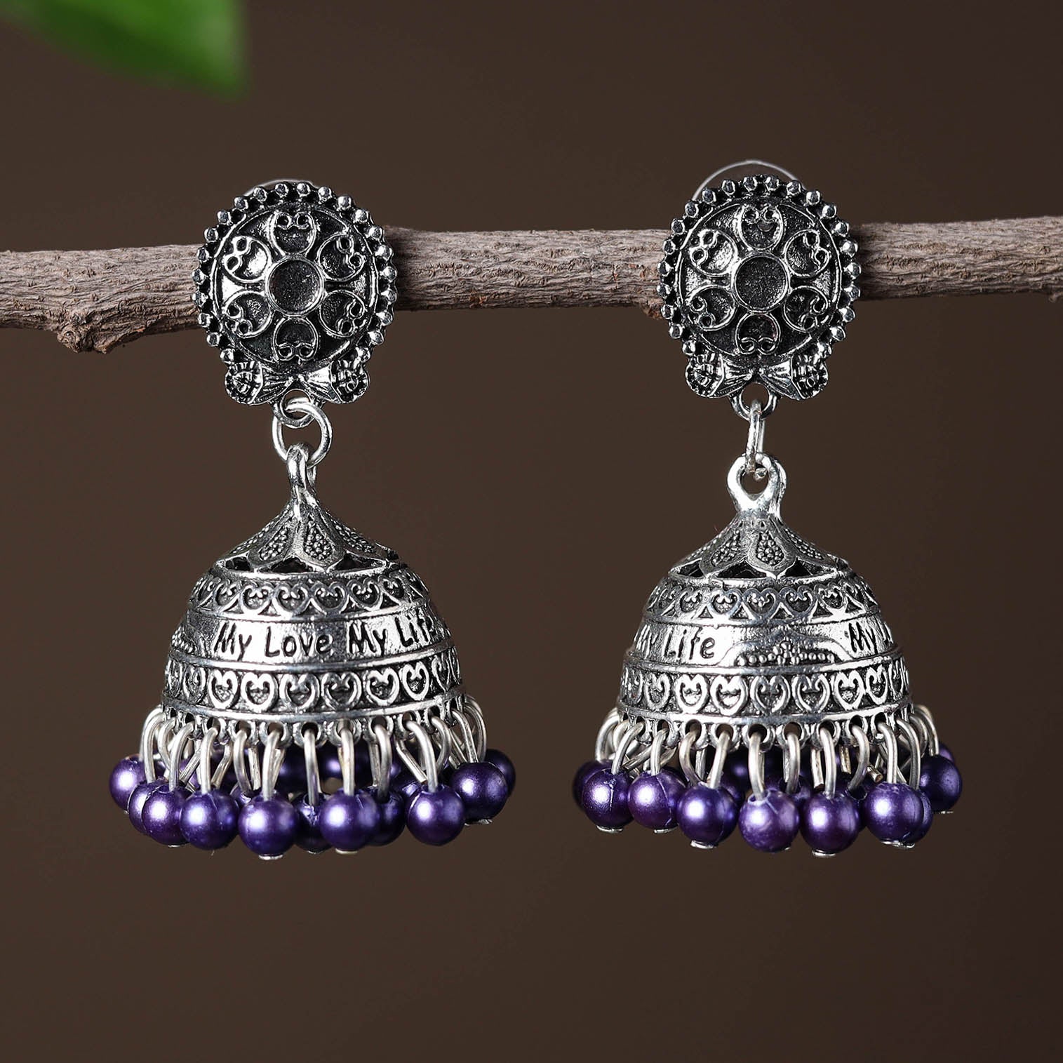 JALPARI Aakriti Handcrafted GS Beadwork Jhumki Earrings - view 2