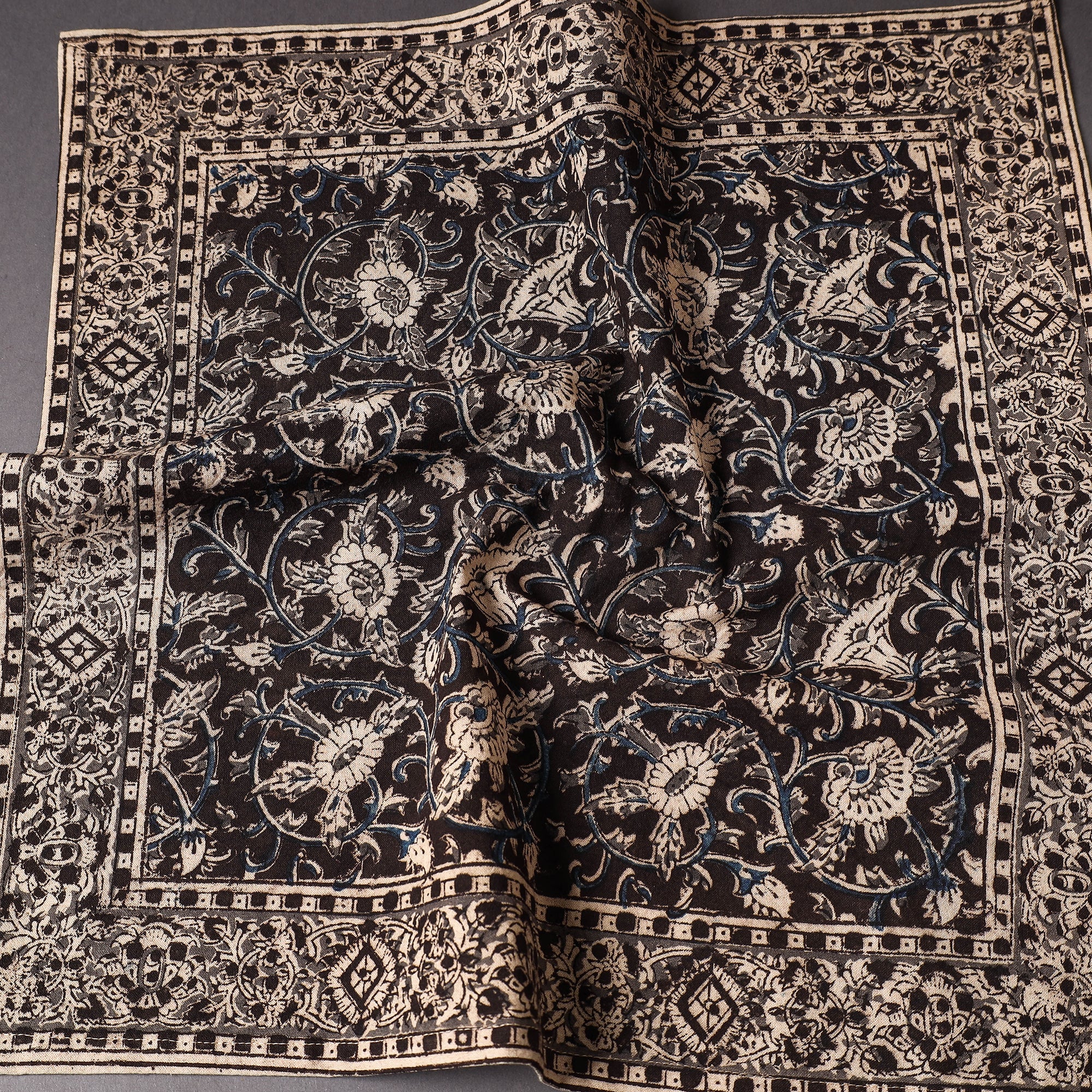 PITCHUKA SRINIVAS KALAMKARI PEDANA Black - Pedana Kalamkari Block Printed Cotton Napkin (18 x 18 in) - view 2