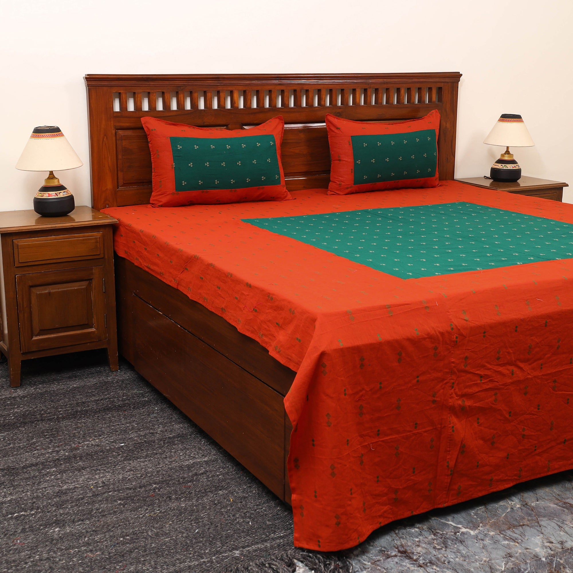SOUTH KARGHA Patchwork Cotton Double Jacquard Bedsheet Set 16