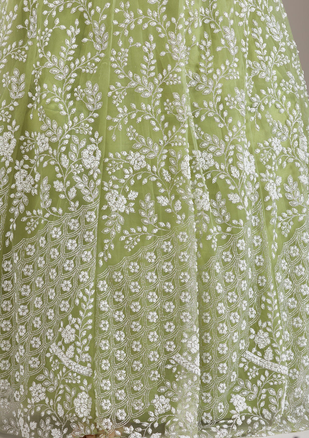 Koskii Pista Green Pearlwork Net Gown - view 8