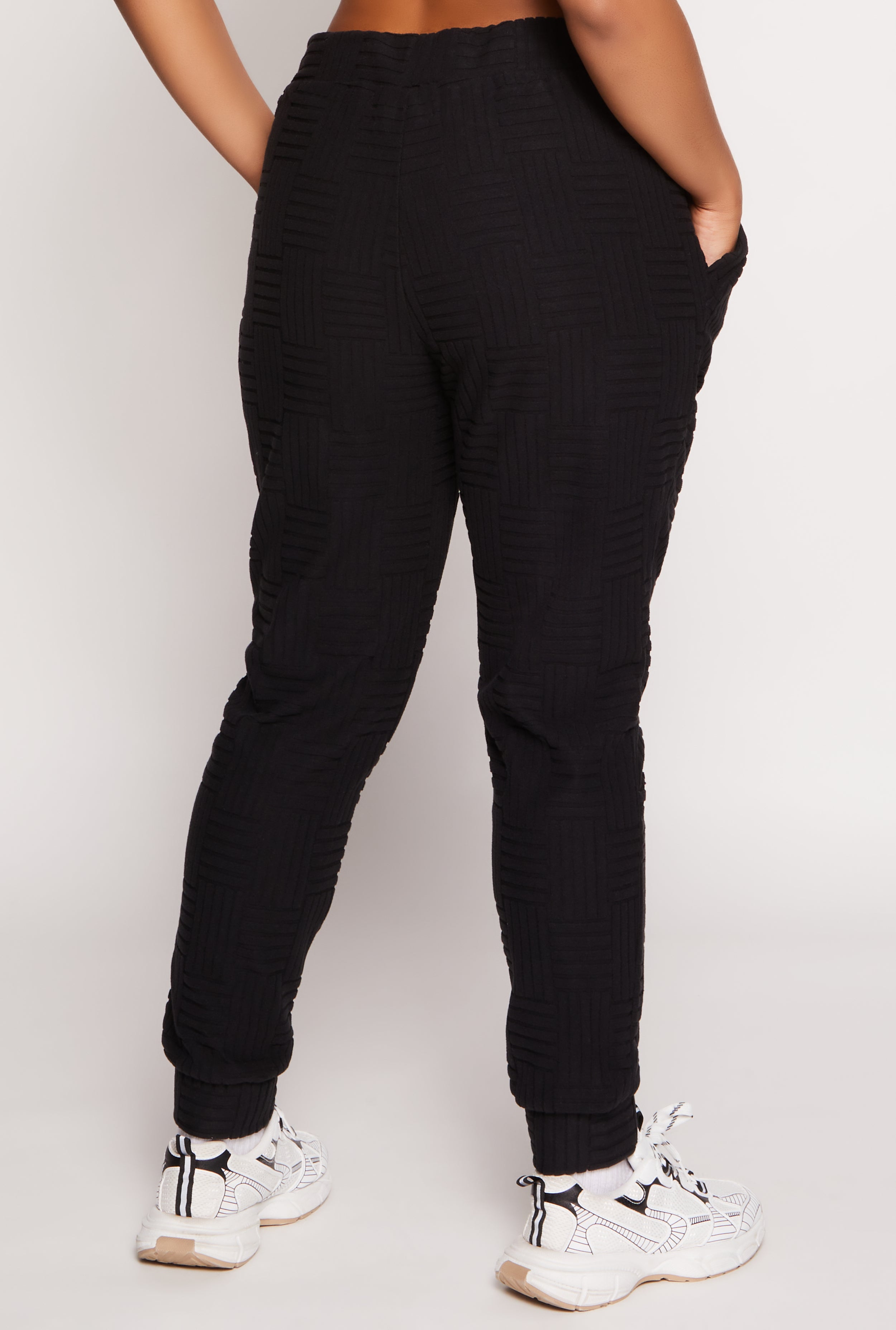 Rainbow Shops Plus Size Geometric Embossed Joggers - view 3