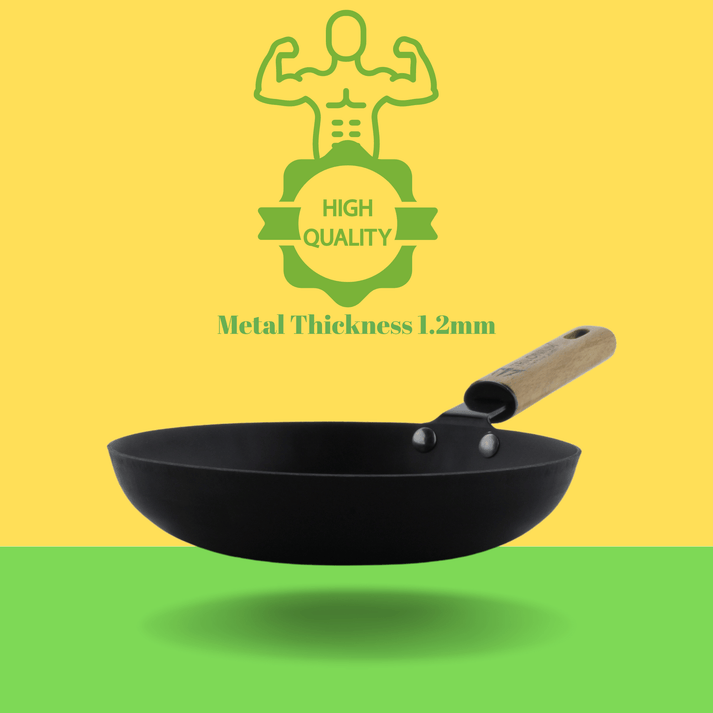 Trilonium Triple Seasoned Cast Iron CrockWok Kadhai | Gas & Induction Compatible | Black - view 22