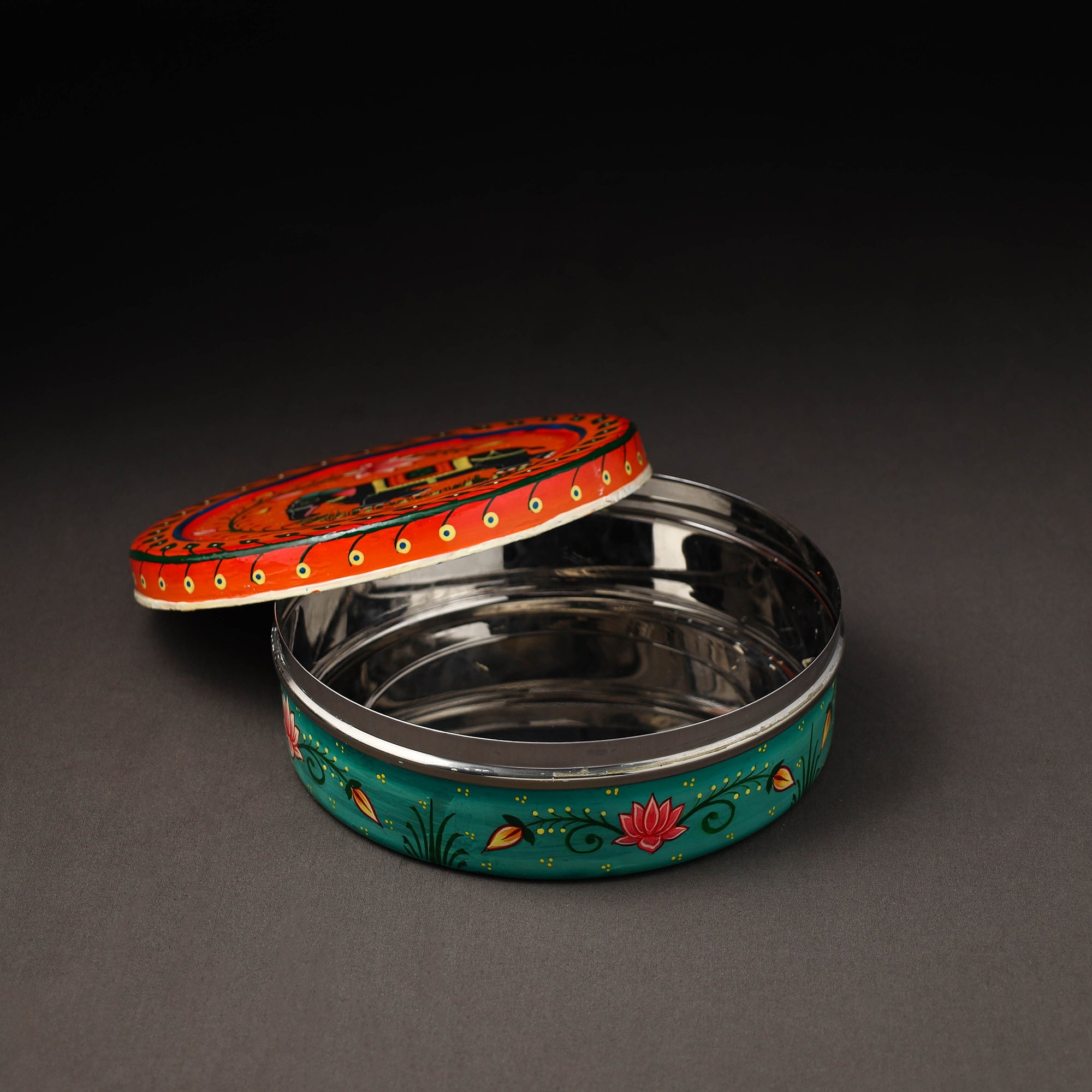 AAYAAS Banaras Handpainted Stainless Steel Roti Box 04 - view 2