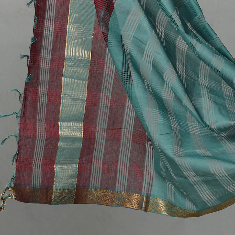 SOUTH KARGHA Brown - 3pc Handloom Cotton Mangalagiri Dress Material 06 - view 4