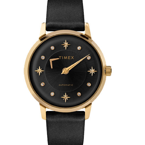 Timex City Collection Celestial Women's Mechanical Automatic Wind Black-Tone Dial Automatic Function Watch 38mm TW2T86300