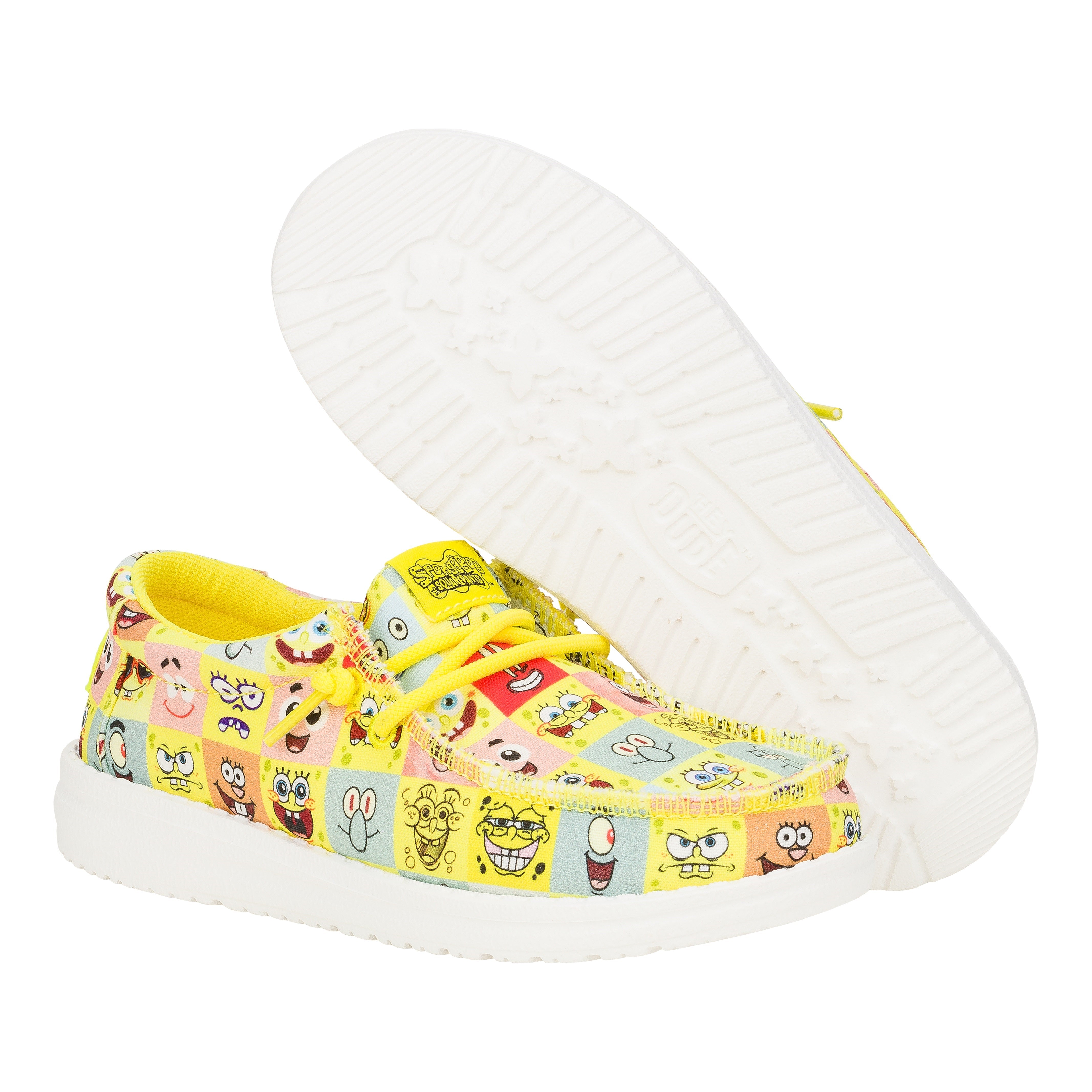 HEYDUDE shoes Wally Youth SpongeBob Faces - Cyber Yellow/Multi - view 4