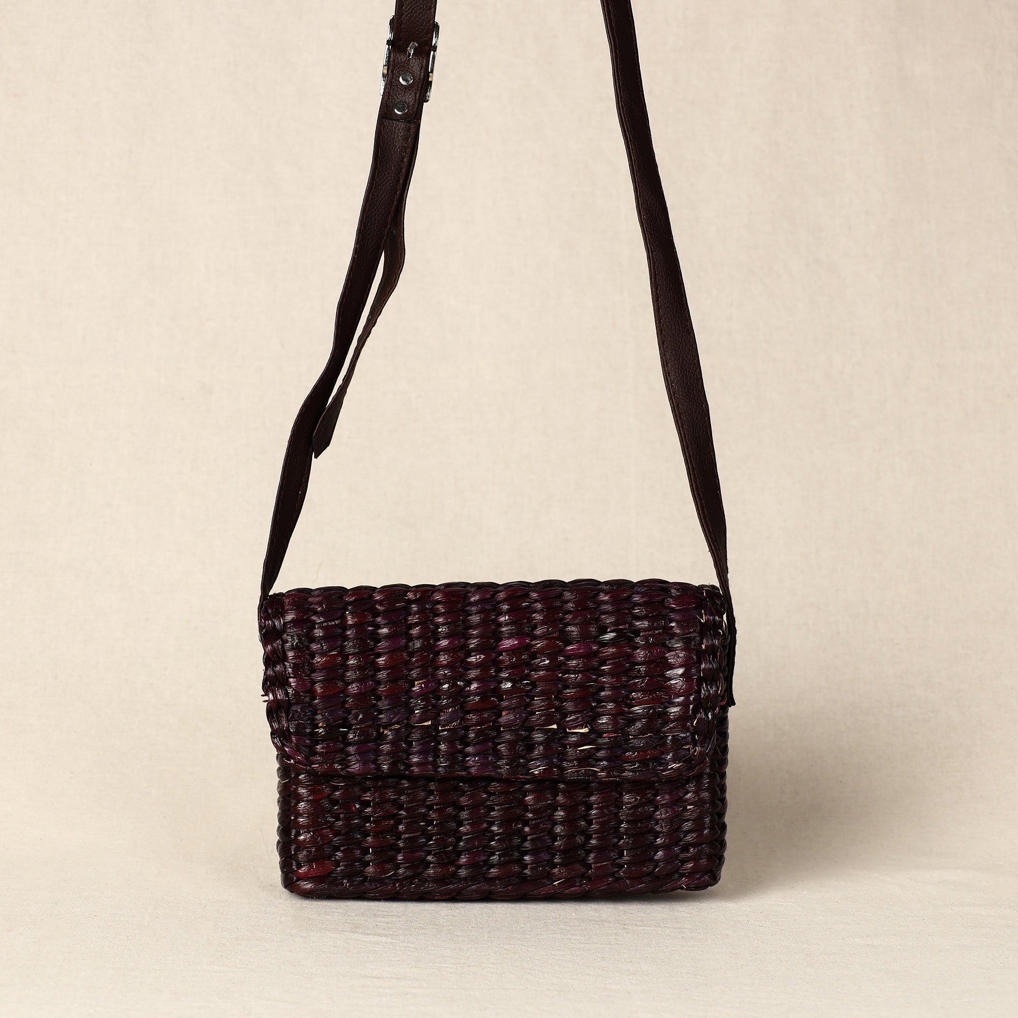 ITOKRI CRAFTS INITIATIVE Brown - Handmade Organic Water Hyacinth Sling Bag from Assam