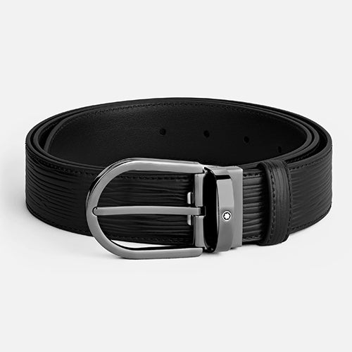 Montblanc Mont Blanc, Horseshoe Buckle Black 35 mm Leather Belt