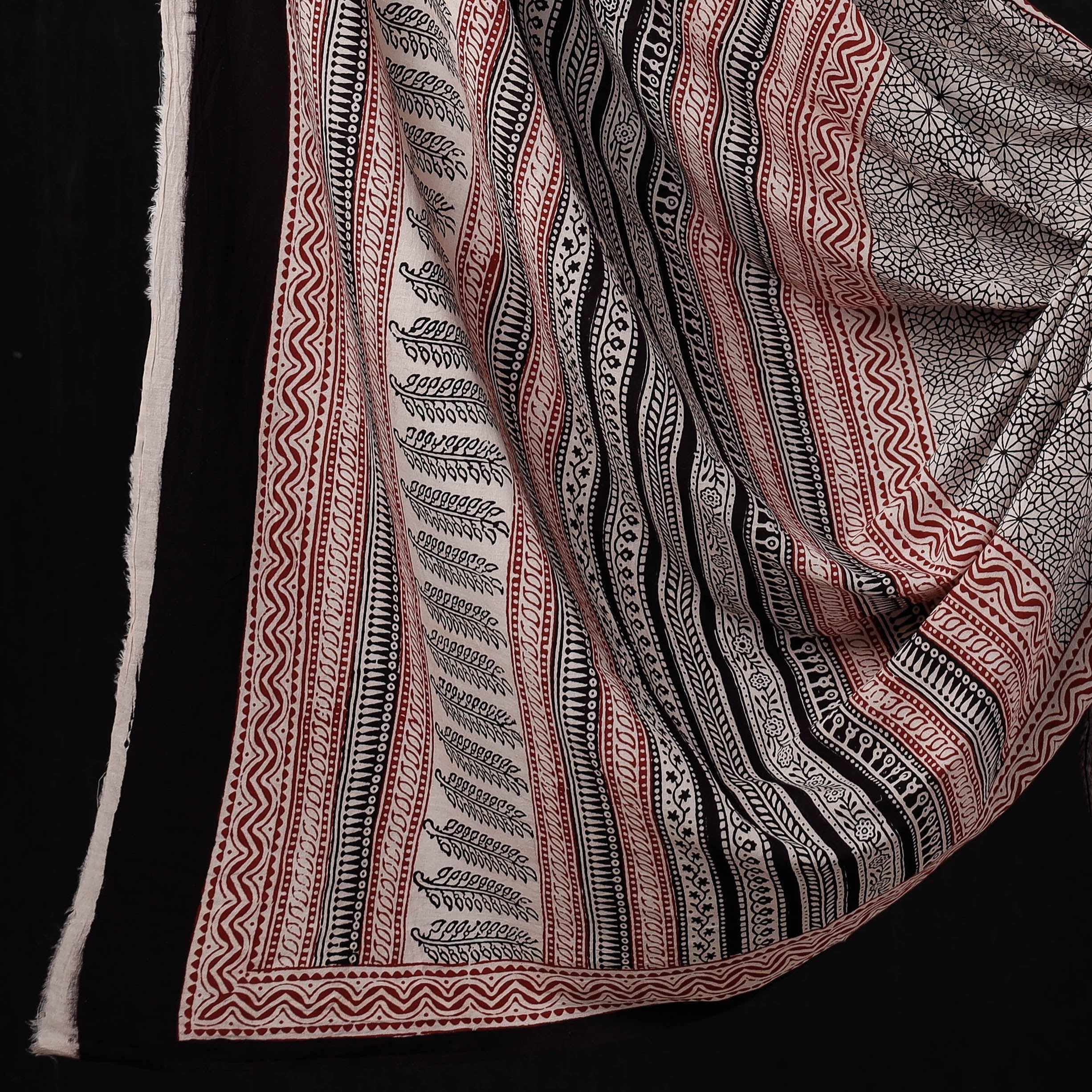 BAGH PRINTS BY MOHAMMED BILAL KHATRI Black - 3pc Natural Dyed Cotton Bagh Print Suit Material Set 09 - view 4