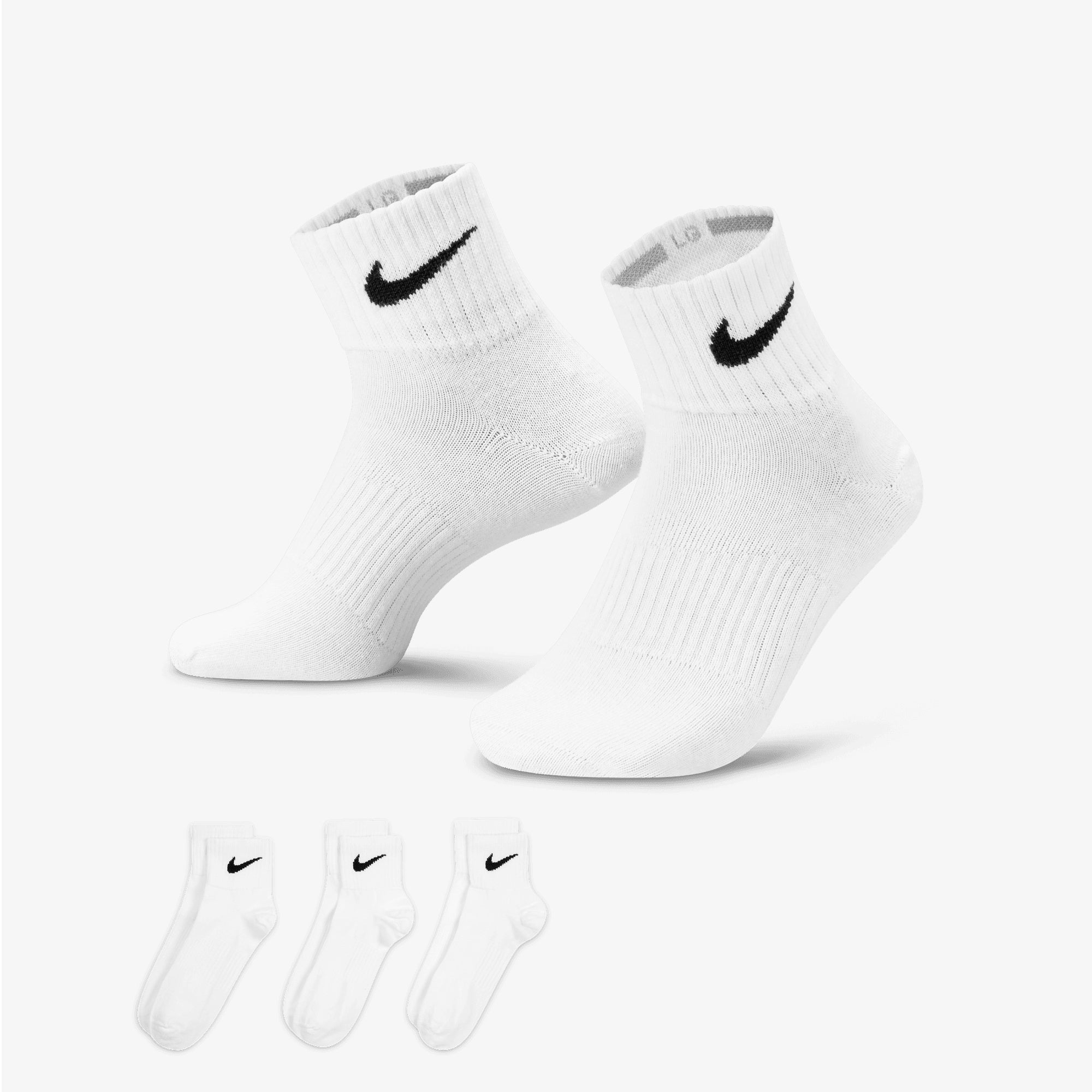 Nike | Performance Lightweight Training Ankle Socks (3 Pairs) { White/black