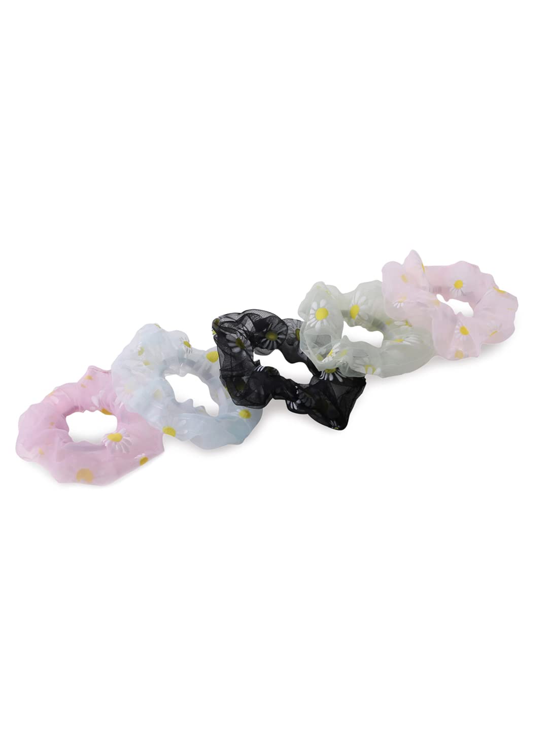 Yellow Chimes Scrunchies for Women Hair Accessories for Women 6 Pcs Net Fabric Scrunchies Set Rubber Bands Multicolor Scrunchie Ponytail Holders Hair - view 7