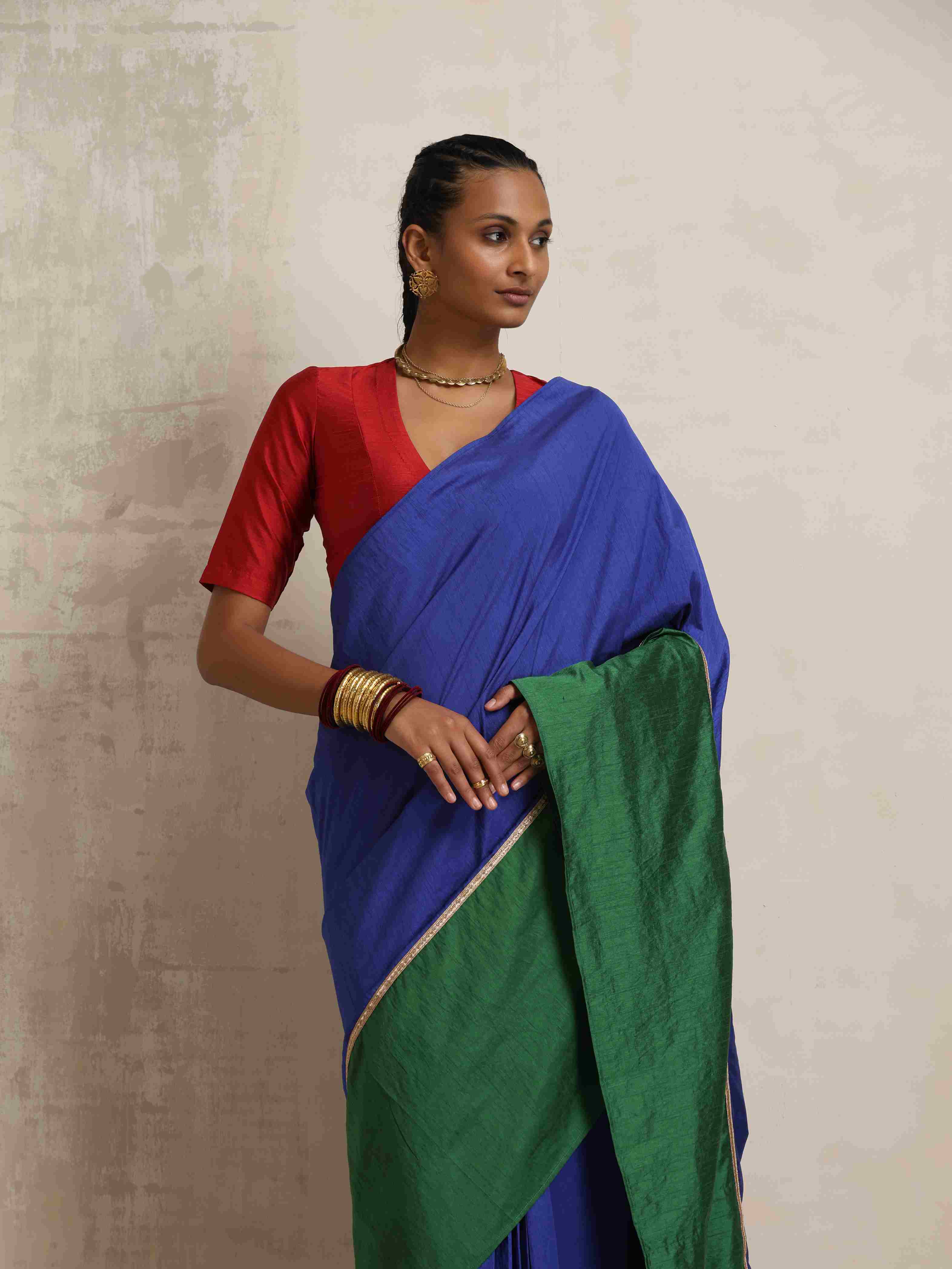 trueBrowns Blue Silk Ready To Wear Saree – Women's - view 4