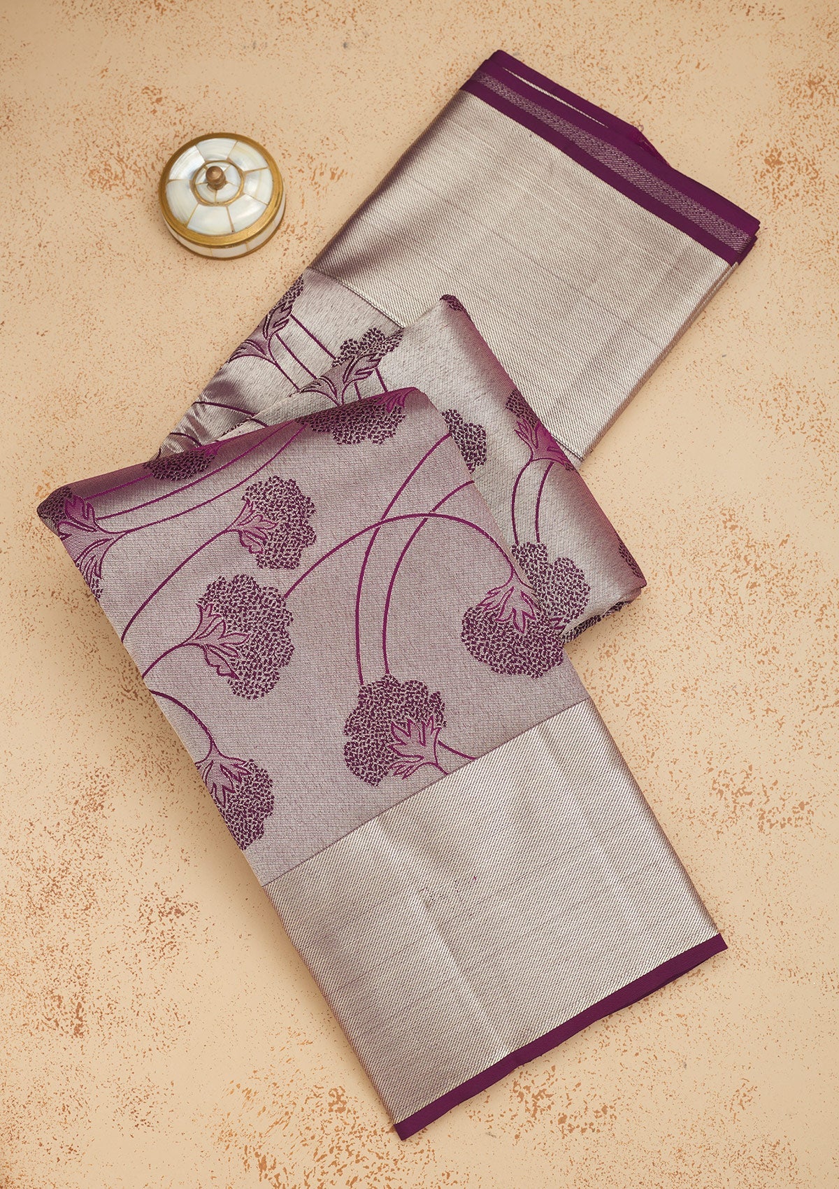 Koskii Wine Zariwork Pure Silk Saree – Women's