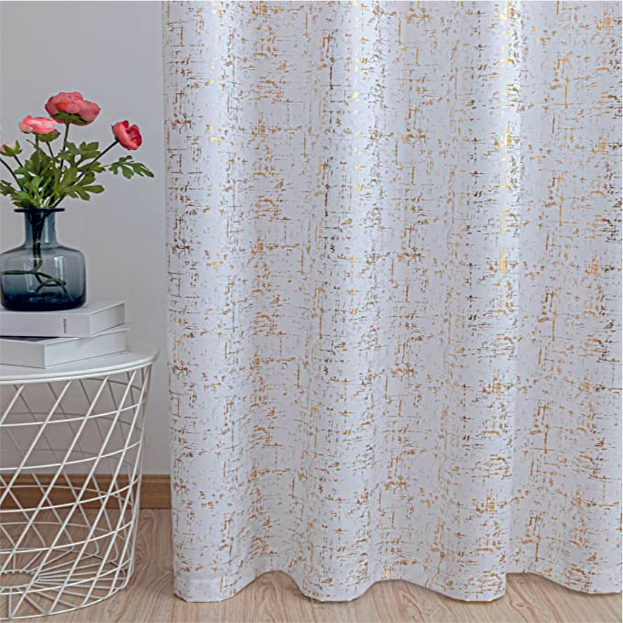 Urban Space -Home Furnishing Store Gold Foil Printed 80-85% Blackout Curtains - Pack of 1 Curtain - Sparkle - White