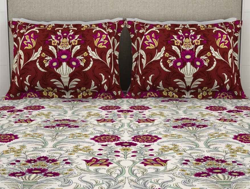 Spaces India Ornate Jazzy - Red 100% Cotton Queen Fitted Sheet - Moments By Welspun - view 4