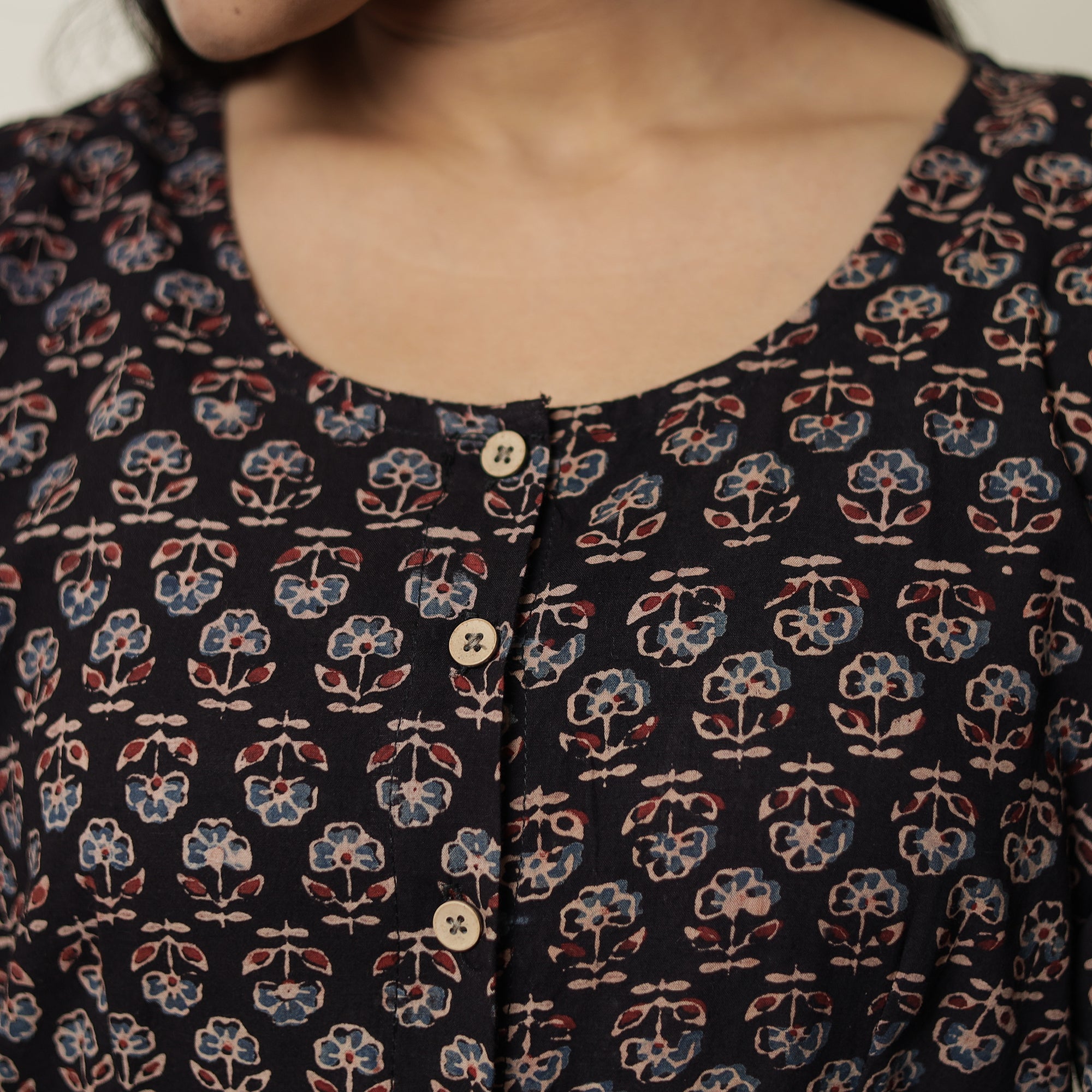 ITOKRI CASUALS Black - Ajrakh Block Printed Cotton Flared Kurta 04 - view 5