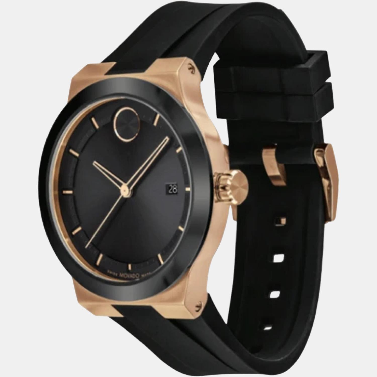 Movado Bold Fusion Men Quartz Black Dial Analog Silicone Watch 3600851 - view 2