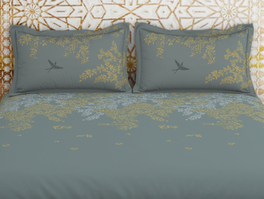 Spaces India Gara Floral Grey 100% Cotton King Size Bedsheet - Rangana by Spaces - view 5