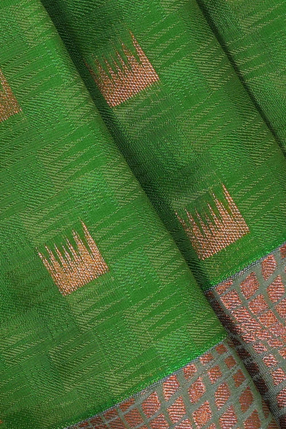 Kalanjali Green Woven South Silk Saree – Women's - view 2