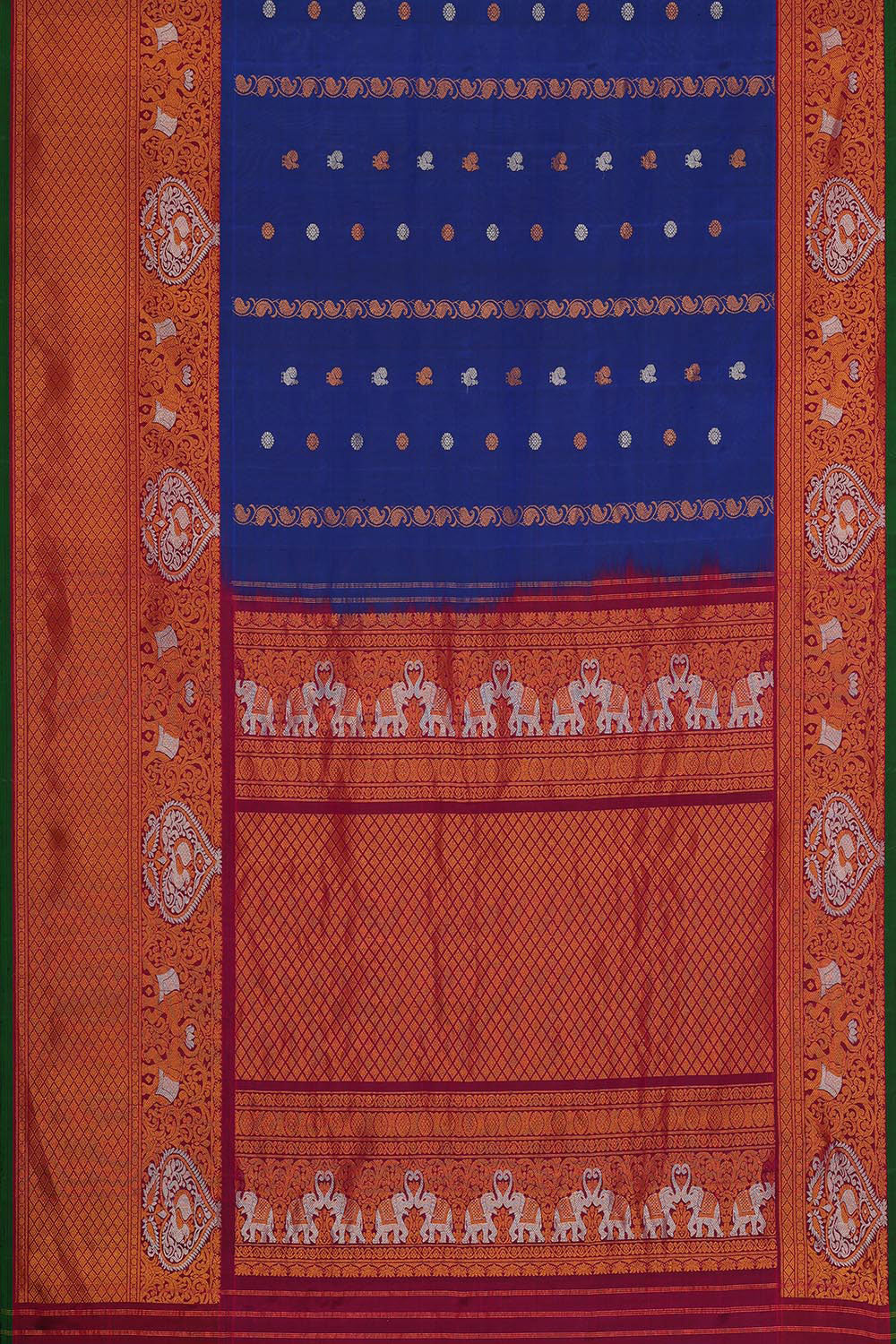 Kalanjali Gadwal-Silk Indigo Blue Saree – Women's - view 3