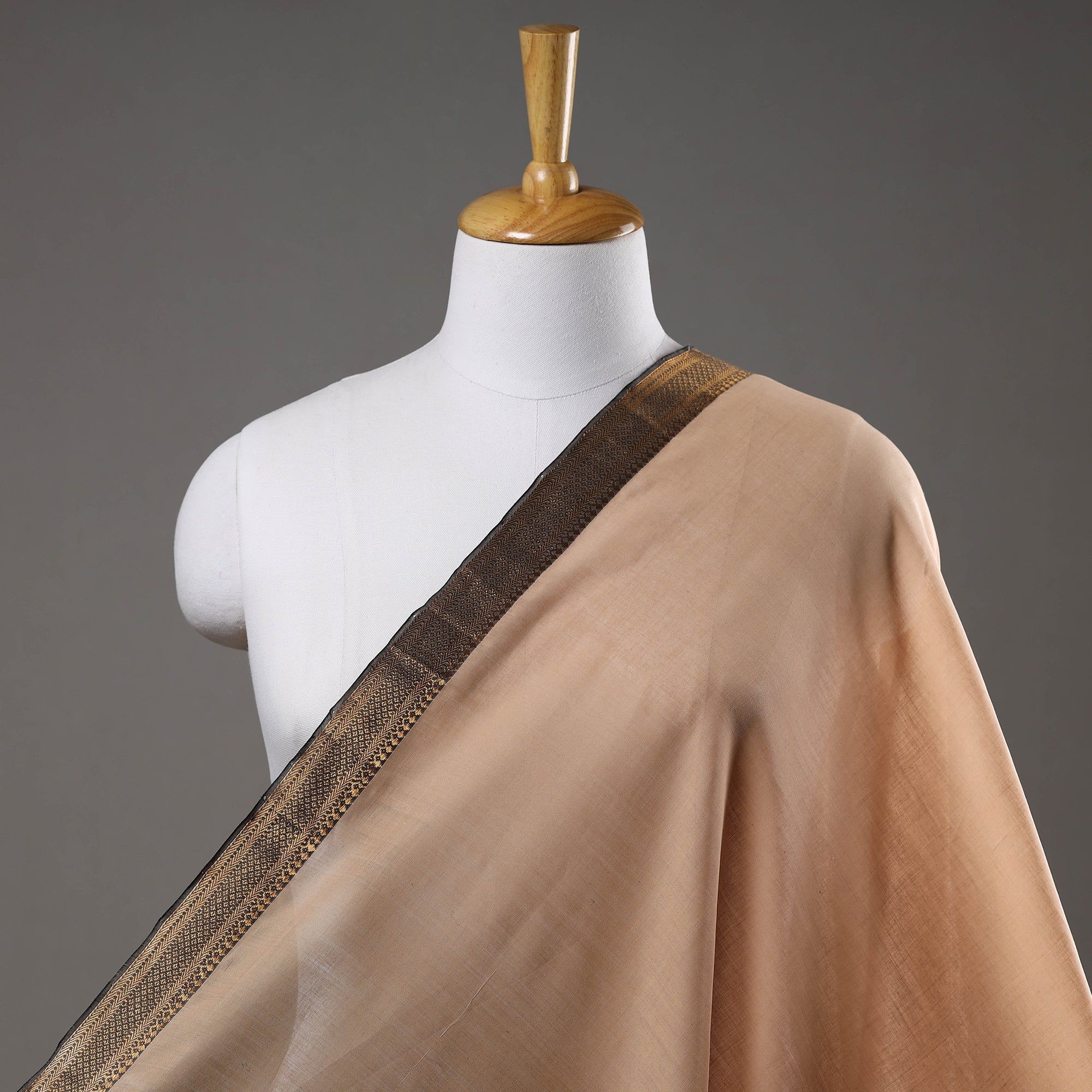 SOUTH KARGHA Beige - Mangalagiri Handloom Cotton Zari Border Fabric