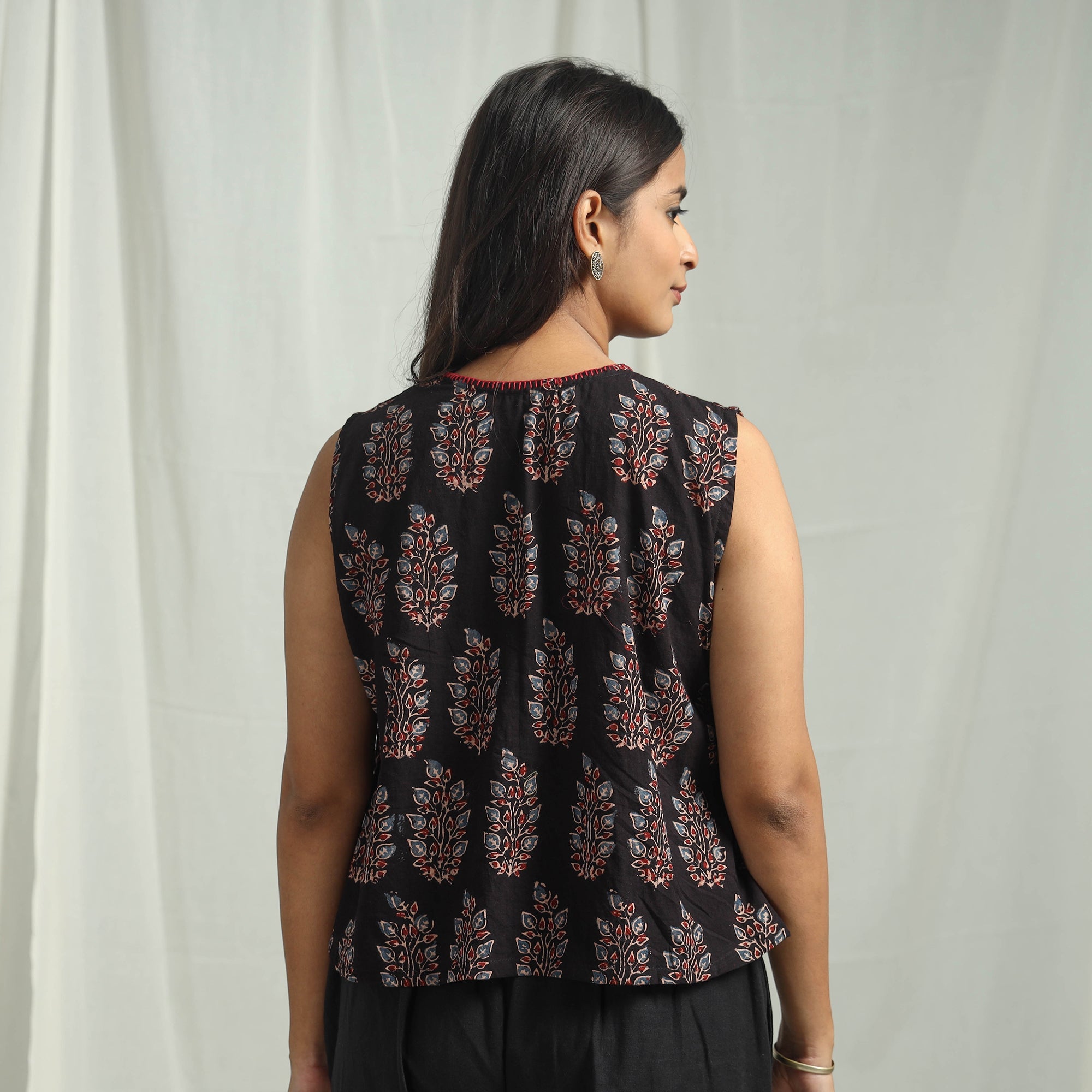 ITOKRI CASUALS Black - Ajrakh Block Printed Cotton Crop Top 13 - view 5