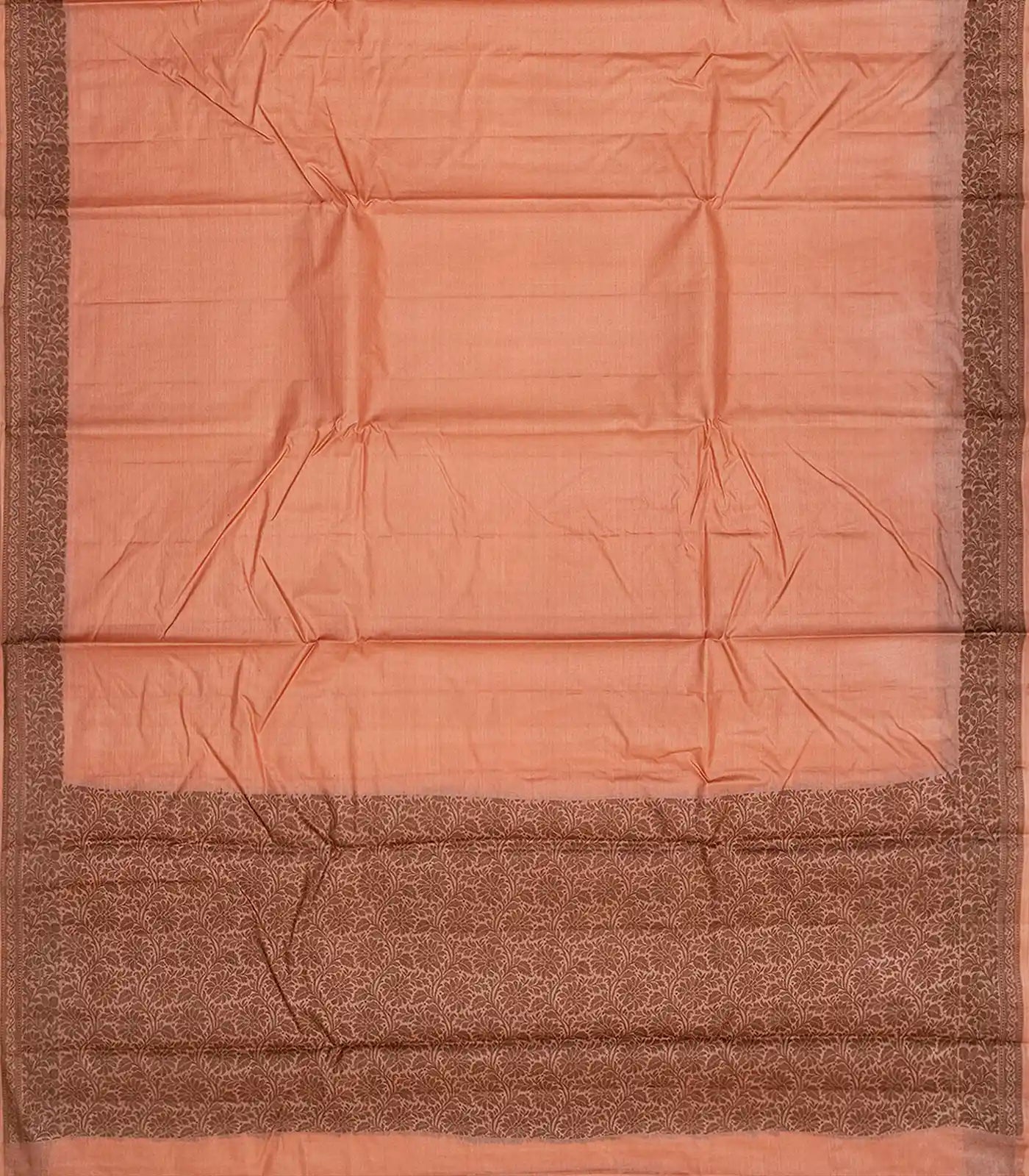 RmKV Peach Handwoven Tussar Silk Saree With Floral Motifs In Border-Peach - view 2