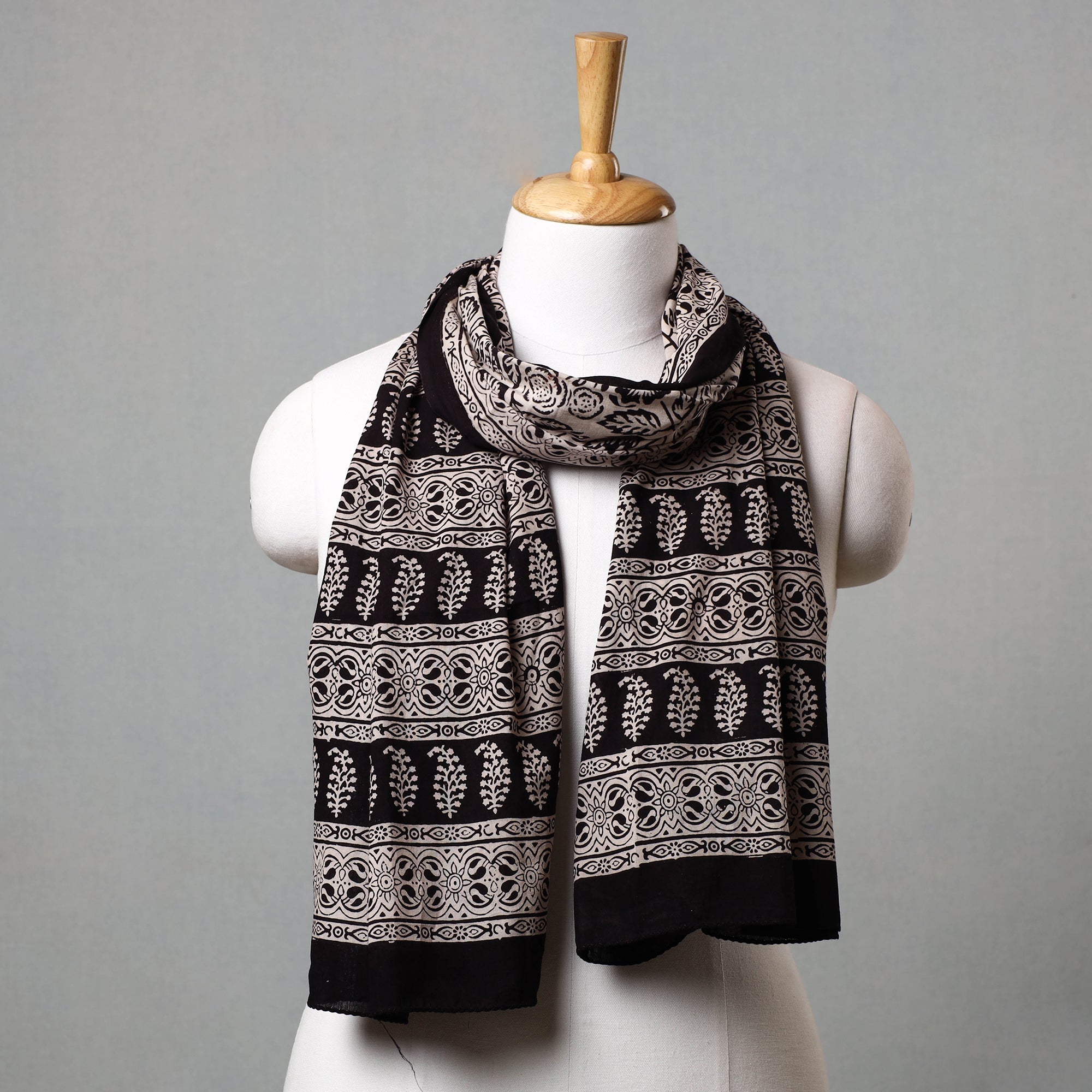 BAGH PRINTS BY MOHAMMED BILAL KHATRI Black - Bagh Hand Block Printed Cotton Stole