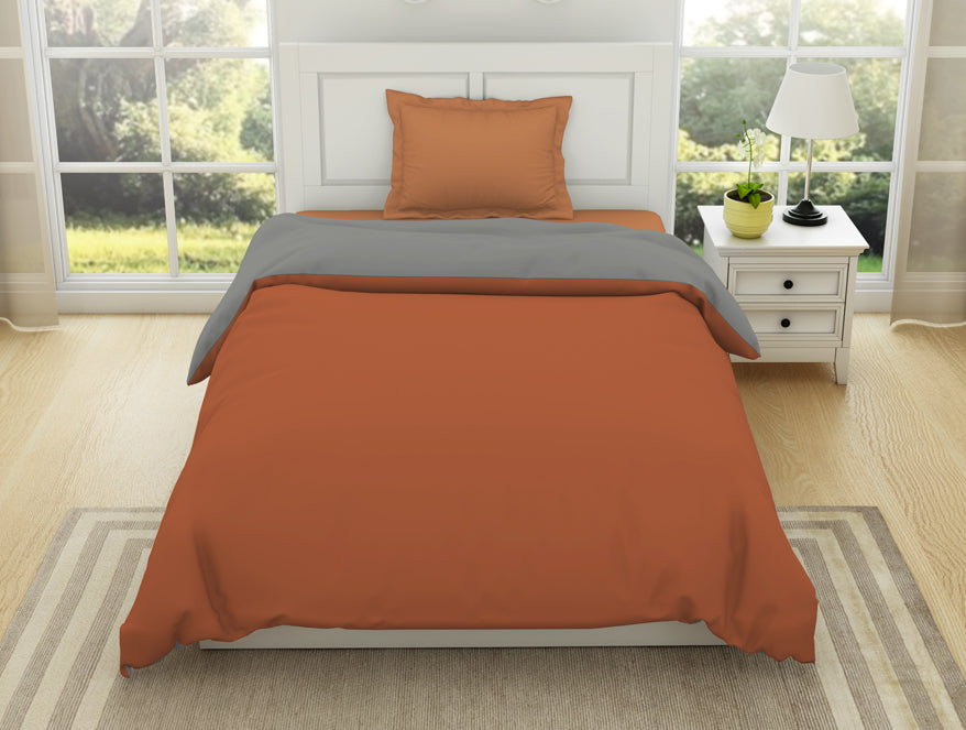 Solid rust gray – Spaces India Solid Rust/ Gray - Rust 100% Cotton Shell Single Quilt / AC Comforter - Everyday Essentials By Spaces