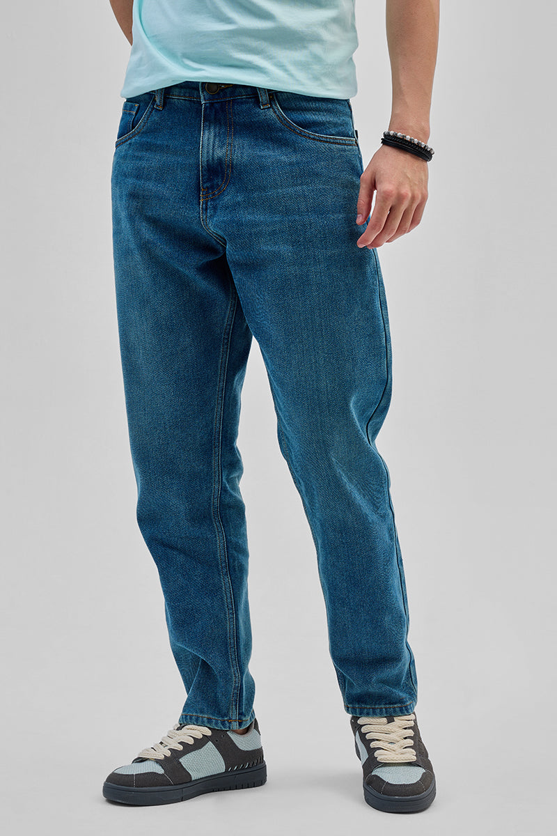 SNITCH Blue Baggy Fit Jeans