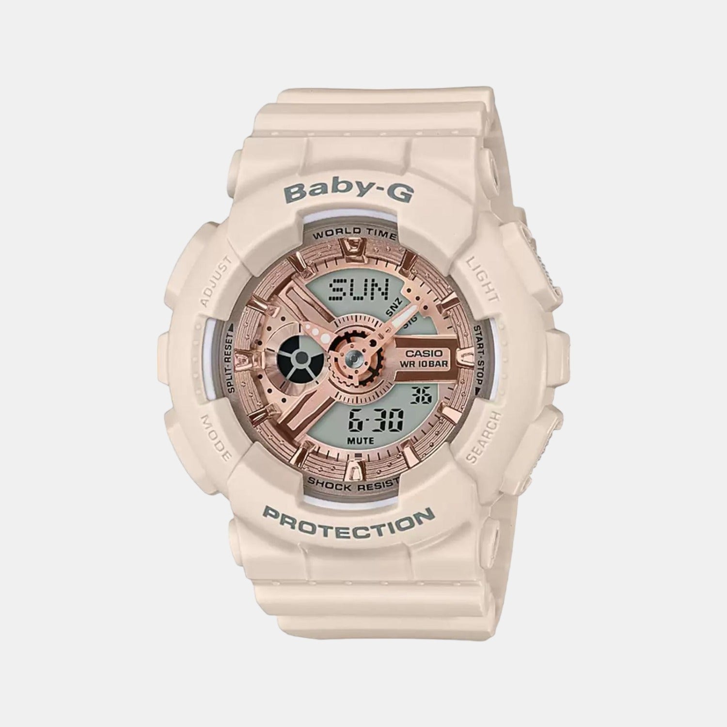 Casio Baby-G Women Quartz Gold Dial Analog-Digital Resin Watch BX123