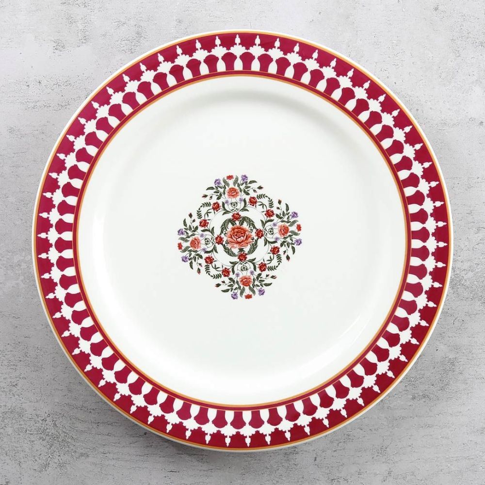 India Circus Ceramic Floral Fountain Dinner Plate | 1 Pc - view 3