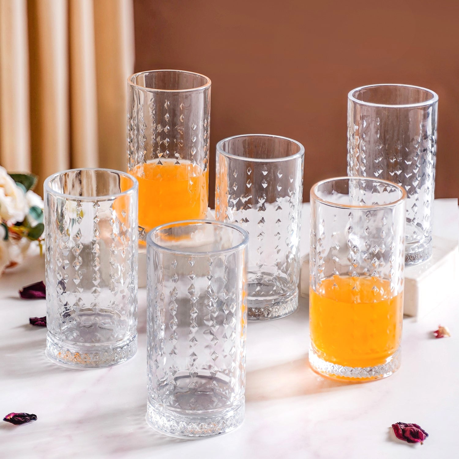 Nestasia Diamond Design Highball Glass Set Of 6 490ml