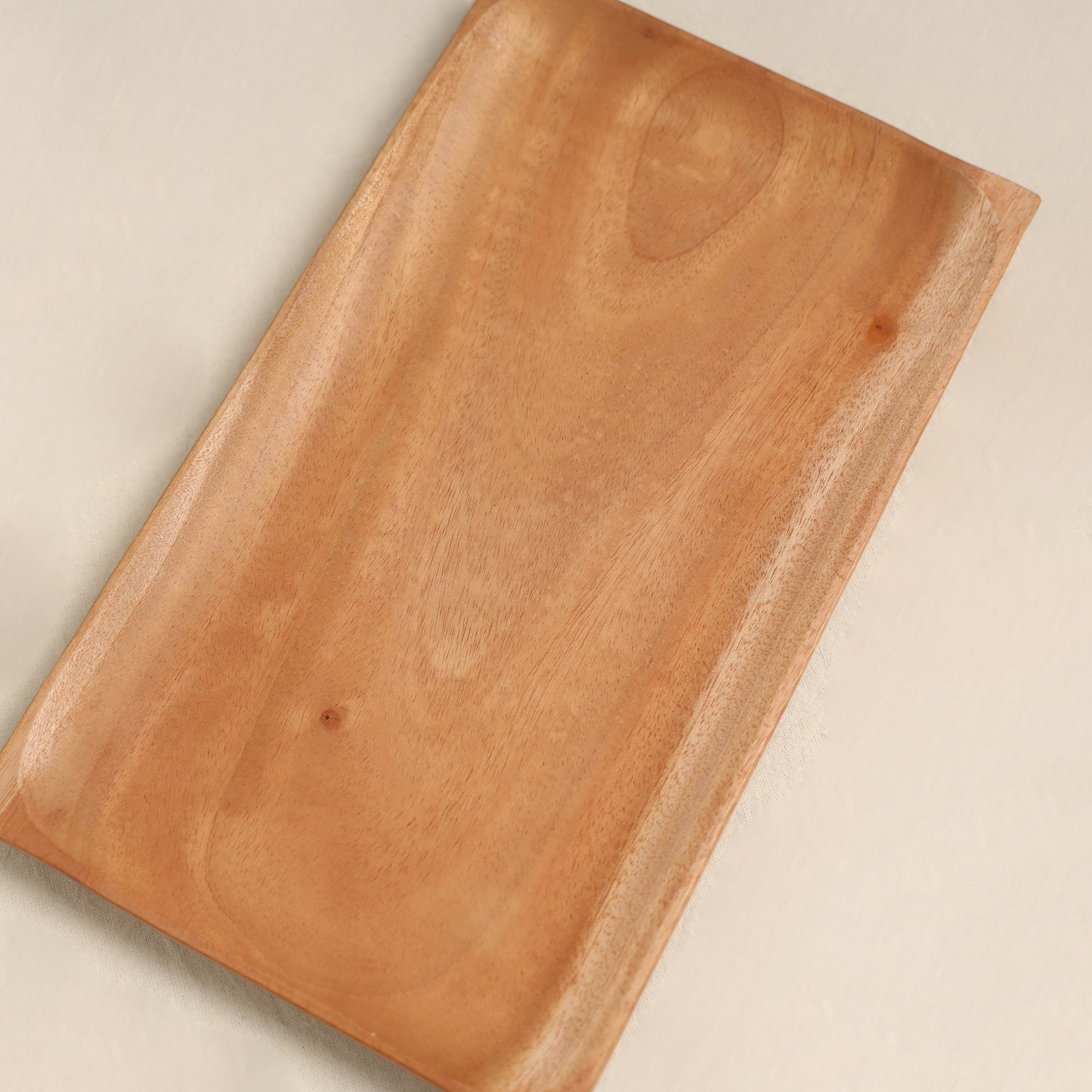 SASHA Hand Carved Natural Neem Wooden Tray 58 - view 2