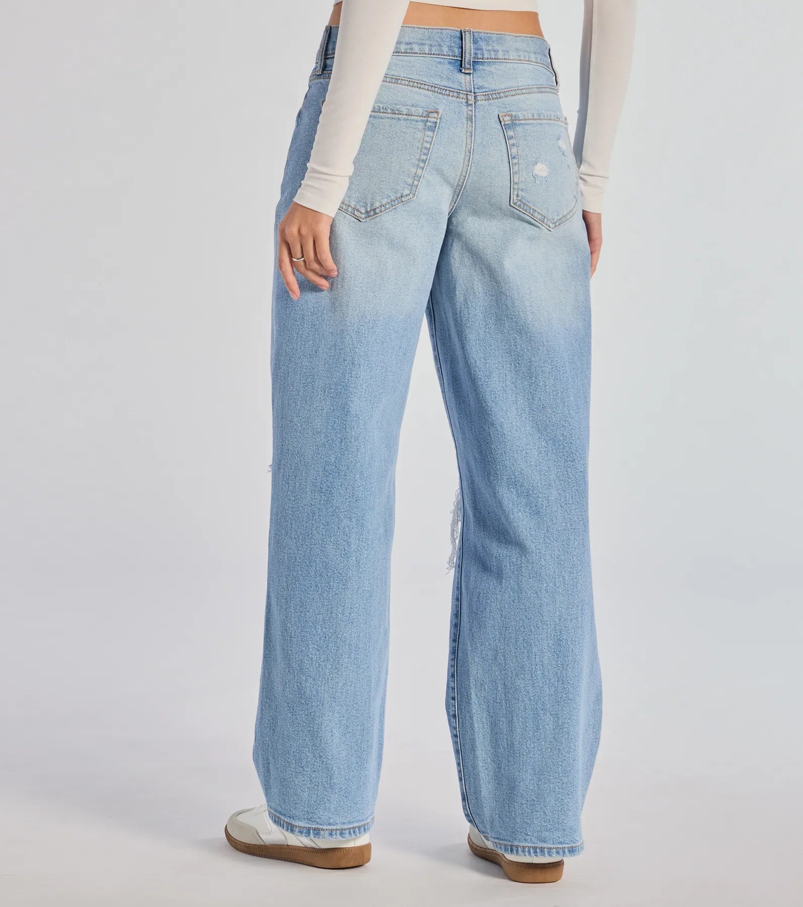 Windsor Chill Vibes Only Baggy Destructed Denim Jeans - view 2