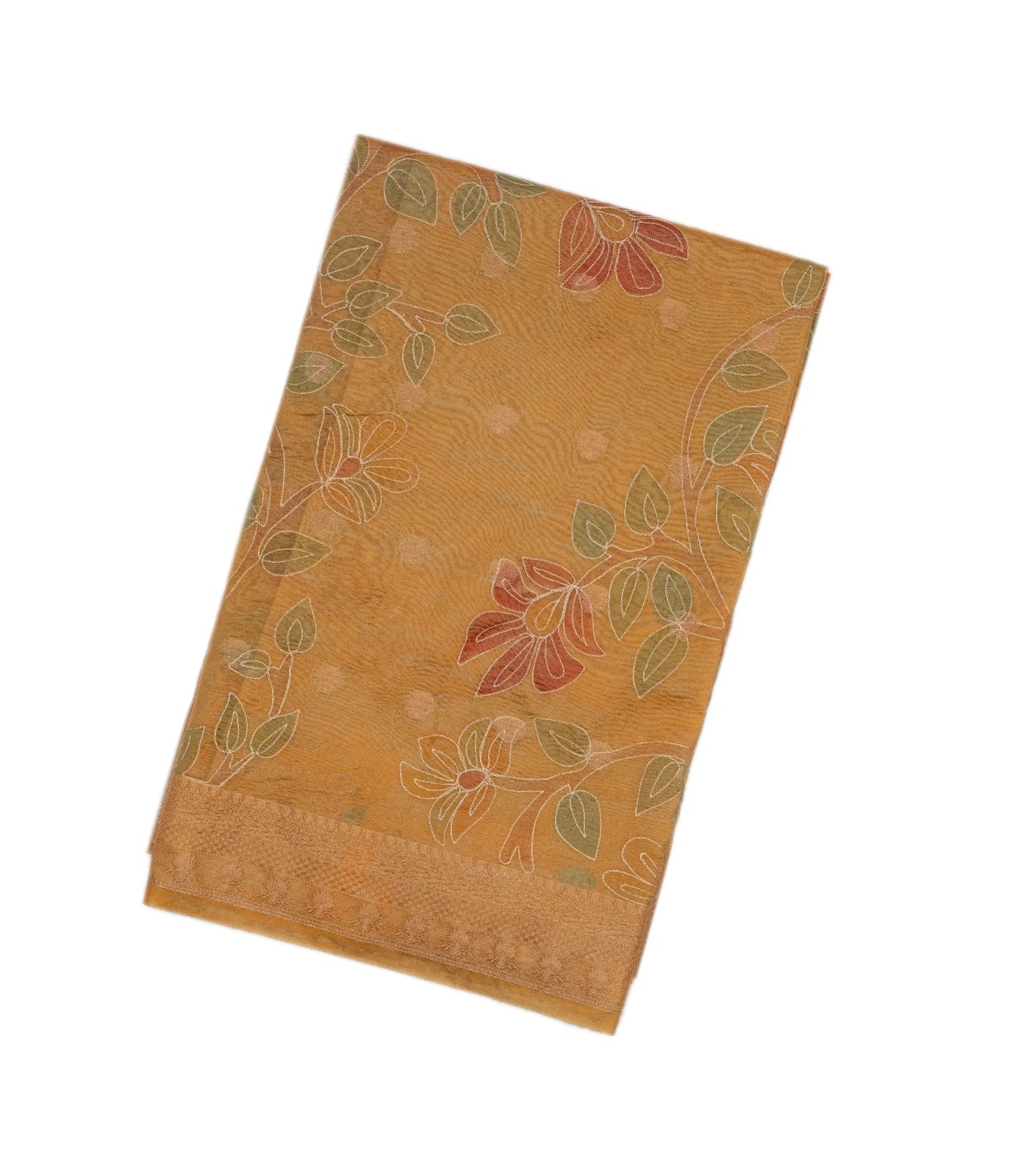 RmKV Beige Woven Banarasi Crushed Tissue Saree With Embroidery