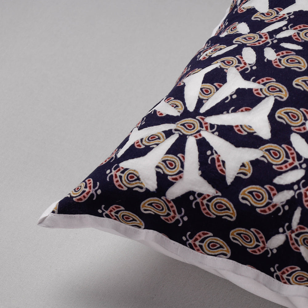 SHADES OF MARUDHARA Black - Cutwork Cotton Applique Cushion Cover (16 x 16 in) - view 2