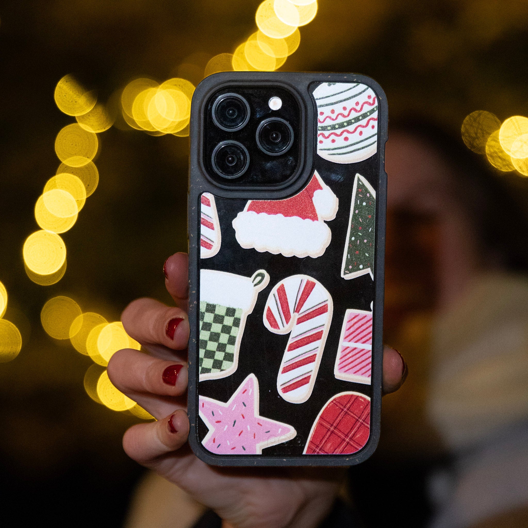 BlackTree Clear Festive Cookies iPhone 14 Plus Case With Black Ridge - view 2
