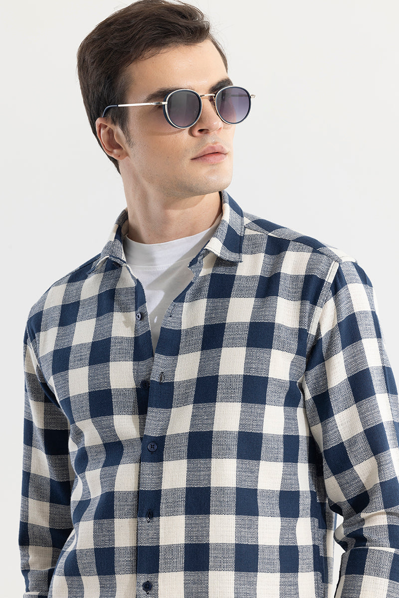 SNITCH Chess Square Navy Checks Shirt - view 4