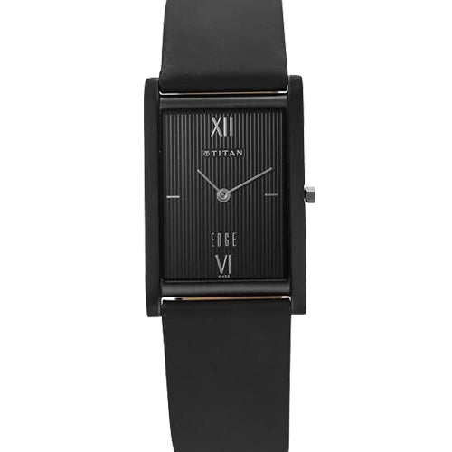 Titan Edge Quartz Analog Black Dial Leather Strap Watch for Men 25.1mm NT1043NL01