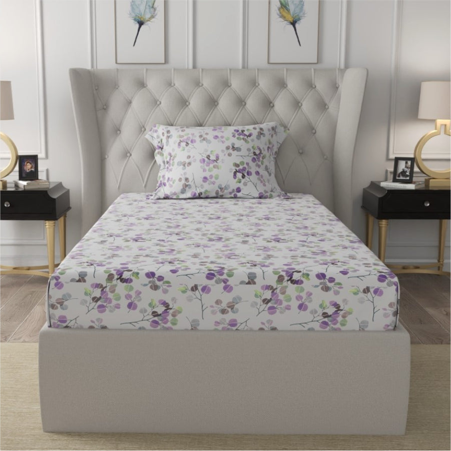 Urban Space -Home Furnishing Store Fitted King Size Cotton Bedsheet - Fall Trees Purple - view 10