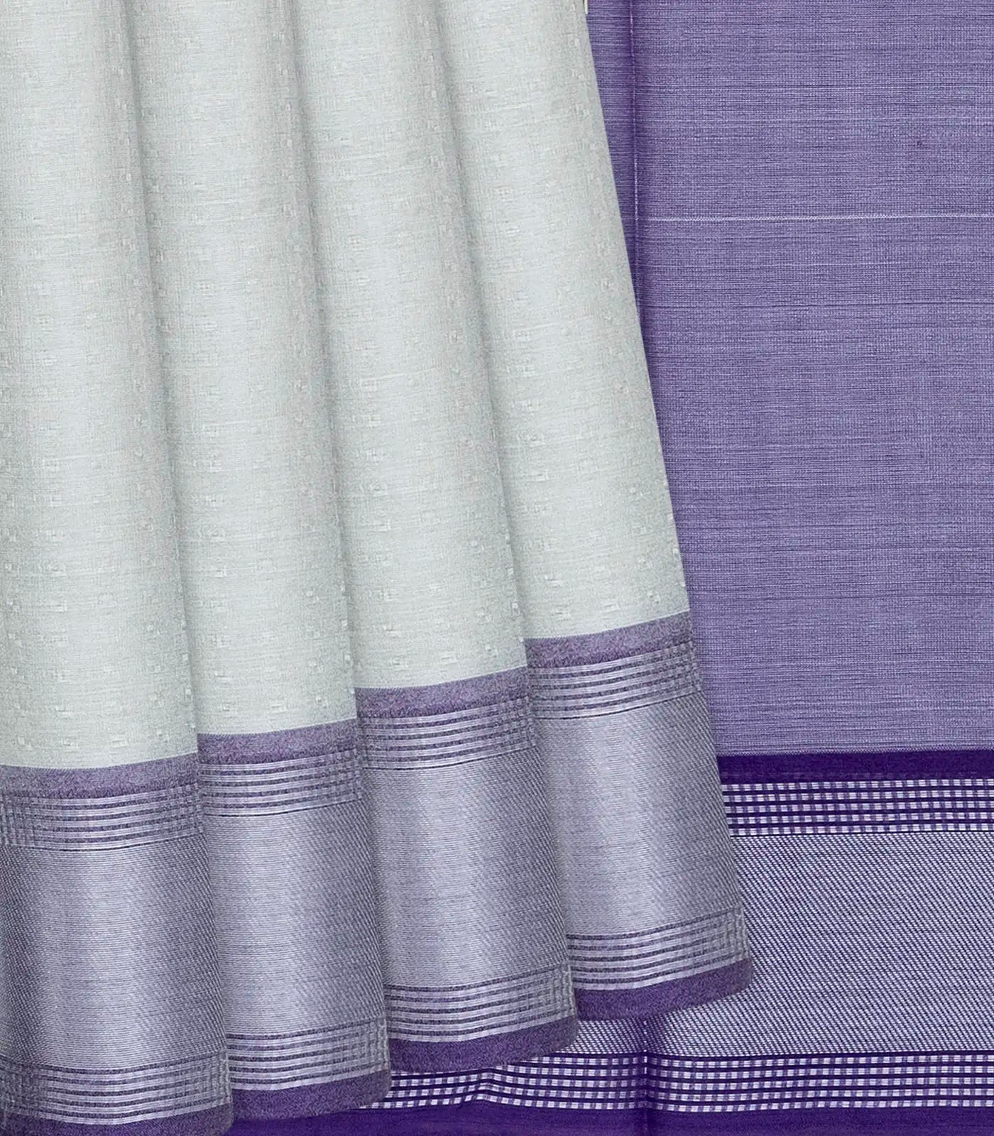 RmKV Grey Blended Tussar Tissue Saree With Purple Border-Grey