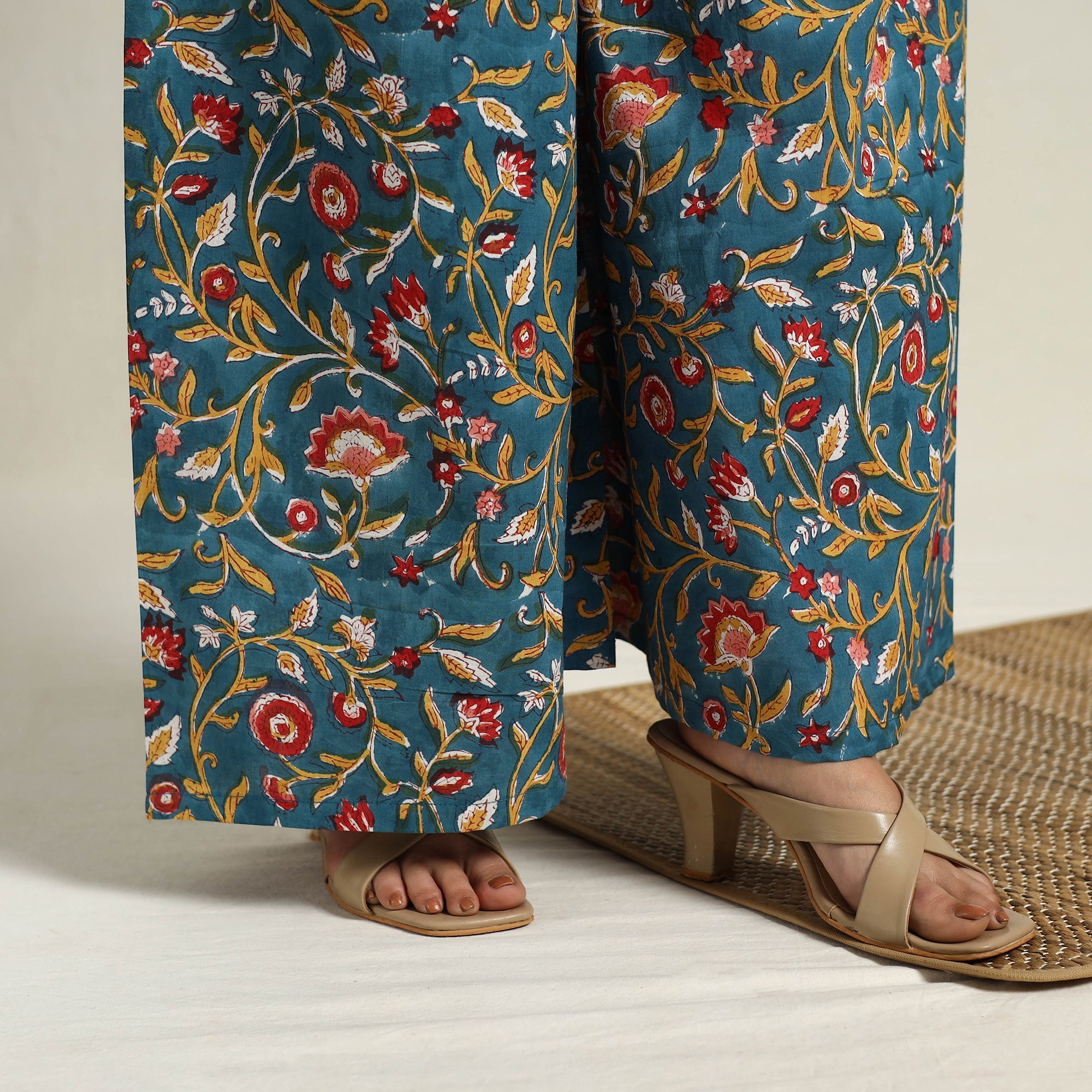 ITOKRI CASUALS Blue - Block Print Cotton Flared Sanganeri Kurta Set 13 - view 7