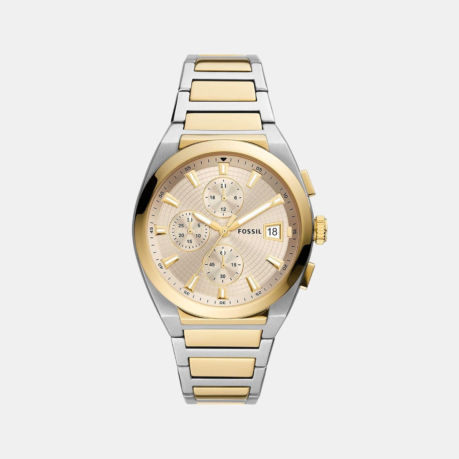 Fossil Everett Men Quartz Silver Dial Chronograph Stainless Steel Watch FS5796