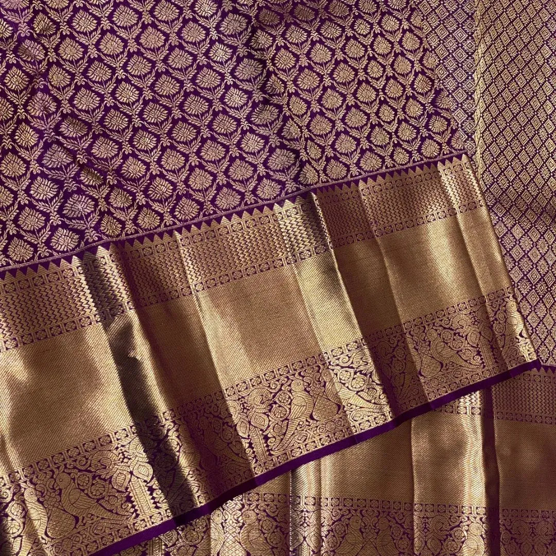 Aayna Resplendent Purple Soft Banarasi Silk Saree With Felicitous Blouse Piece - view 4
