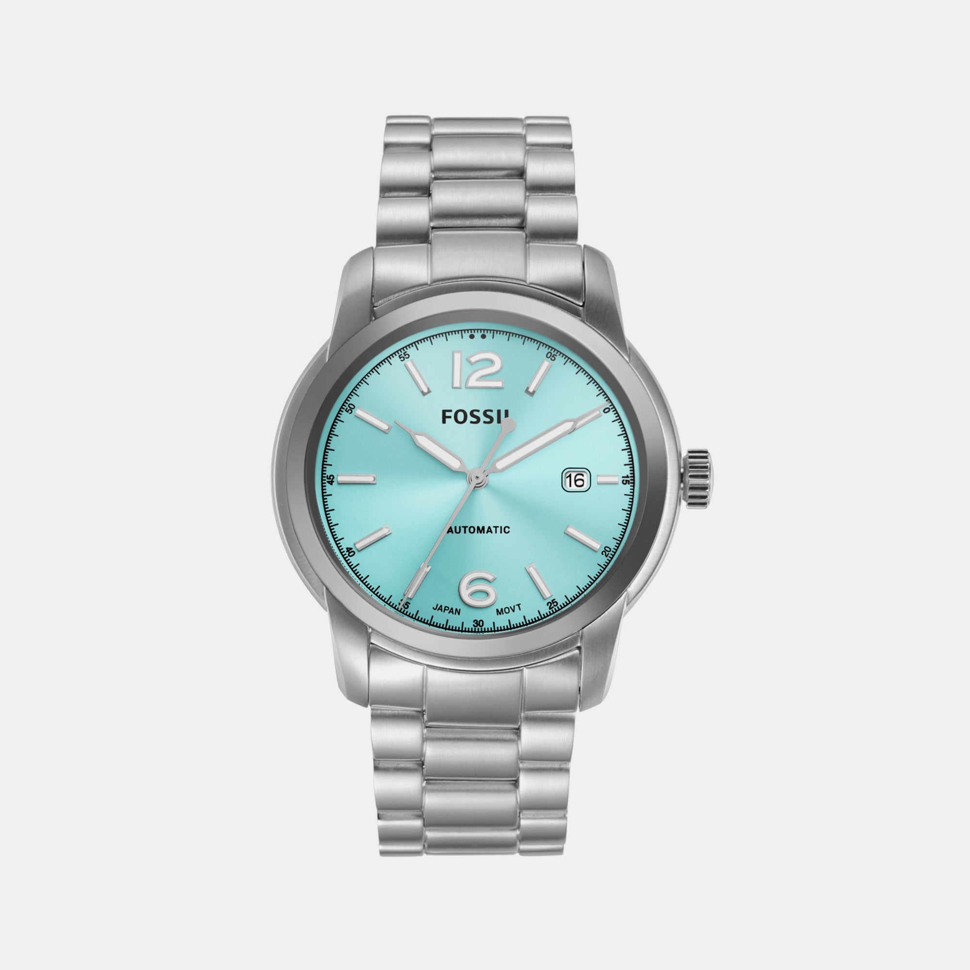 Fossil Heritage Men Automatic Turquoise Dial Analog Stainless Steel Watch ME3241