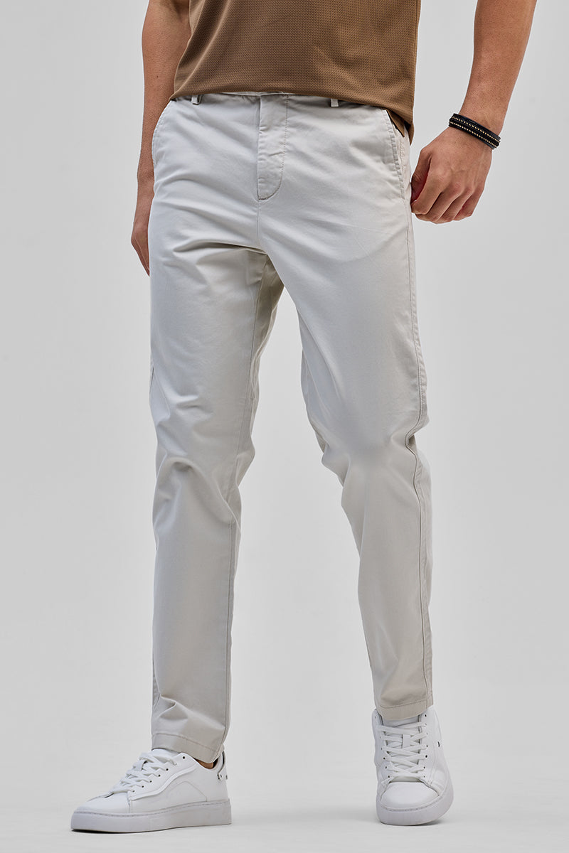 SNITCH Cream Slim Fit Trousers